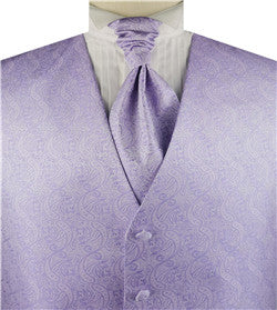 Lavender Purple Paisley Classical  Business/Tuxedo/Suit Waistcoat+Cravat+Hanky