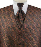 Dark Iron Rust Paisley Classical  Business/Tuxedo/Suit Waistcoat+Cravat+Hanky