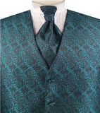 Peacock Blue Classical  Business/Tuxedo/Suit Waistcoat+Cravat+Hanky