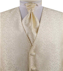 Ivory Little Floral Classical Wedding Waistcoat Set