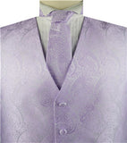 Lavender Paisley Business Waistcoat+Necktie+Bowtie+Hanky for Tuxedo