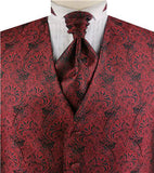 Black&Burgundy Middle Paisley Classical Wedding Waistcoat Set