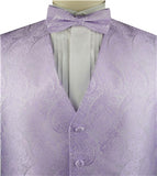 Lavender Paisley Business Waistcoat+Necktie+Bowtie+Hanky for Tuxedo