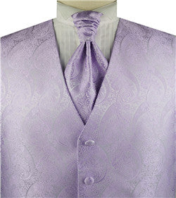Lavender Paisley Classical Wedding Waistcoat+Cravat+Hanky