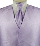 Lavender Paisley Classical Wedding Waistcoat+Cravat+Hanky