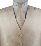 Champagne Paisley Business Waistcoat+Necktie+Bowtie+Hanky  for Tuxedo