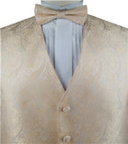 Champagne Paisley Business Waistcoat+Necktie+Bowtie+Hanky  for Tuxedo