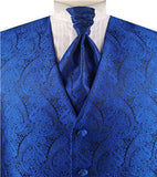 Blue Paisley Classical Bridegroom Waistcoat+Cravat+Hanky