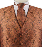 Iron Rust Paisley Business Waistcoat+Necktie+Bowtie+Hanky for Tuxedo