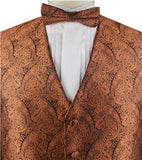 Iron Rust Paisley Business Waistcoat+Necktie+Bowtie+Hanky for Tuxedo