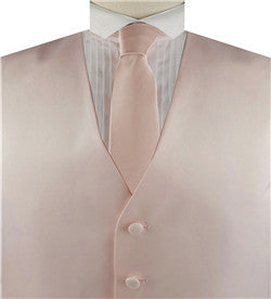 Light Peach Solid Plain Classical Tuxedo/Wedding Waistcoat+Necktie+Bowtie+Hanky