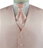 Solid Light Salmon Plain Fabric Classical Tuxedo Waistcoat+Cravat+Hanky