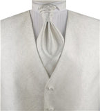 Cream  Big Paisley Classical Wedding Waistcoat+Cravat+Hanky