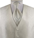 Ivory Big Paisley Classical Wedding Waistcoat+Cravat+Hanky