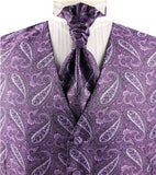 Purple&Lavender Middle Paisley Classical Wedding Waistcoat+Cravat+Hanky