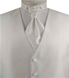 White Diamond Pattern Cassical Tuxedo Waistcoat+Cravat+Hanky