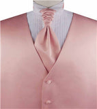 Solid Light Salmon Plain Fabric Classical Dress/Bridal Waistcoat+Cravat+Hanky