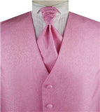 Pink Arc Pattern Classical Tailored  Polyester Waistcoat+Cravat+Hanky