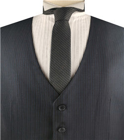 Dark Navy Wool Stripe Classical Luxury Tuxedo Waistcoat Only