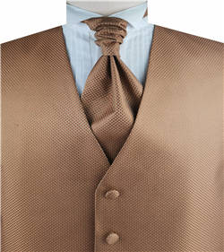 Brown Dot Classical Bridegroom Poly Waistcoat+Cravat+Hanky