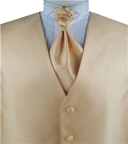 Gold Dot Classical Bridegroom Poly Waistcoat+Cravat+Hanky