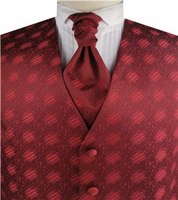 Burgundy Classical Wedding V-neck Business Waistcoat+Cravat+Hanky