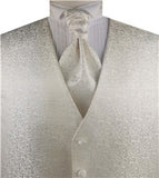 Ivory Even Swirl Classical Tuxedo Waistcoat+Cravat+Hanky