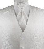 White Even Swirl Classical Tuxedo Waistcoat+Cravat+Hanky