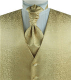 Gold Even Swirl Classical Tuxedo Waistcoat+Cravat+Hanky