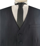 Black Wool Stripe Classical Luxury Business Waistcoat Only