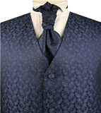 Navy Smaller Paisley Tuxedo Tailored  Waistcoat+Cravat+Hanky