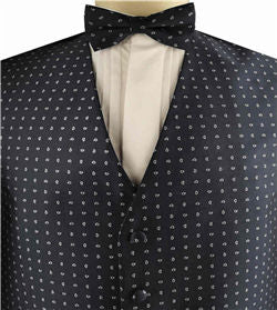 Black&White Smaller Paisley Classical Groomsman Polyester Waistcoat+Bowtie+Hanky