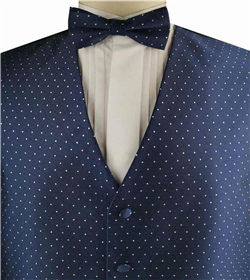 Navy with White Dot Smaller Paisley Classical Groomsman Polyester Waistcoat Set