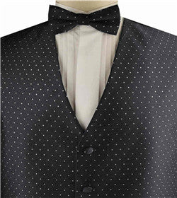 Black with White Dot Smaller Paisley Classical Groomsman Waistcoat Set
