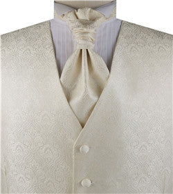 Ivory Big Paisley Classical Wedding Waistcoat Set