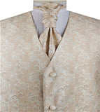 Brown Middle Paisley Classical Wedding Waistcoat+Cravat+Hanky