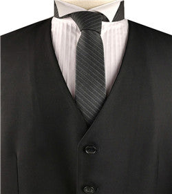 Solid Black Poly Classical Formal Wear Waistcoat Only