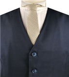 Solid Navy Poly Classical Formal Wear Waistcoat Only