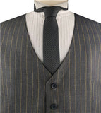 Grey With Gold Strip Classical Tuxedo Waistcoat Only