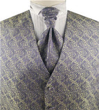 Purple&Beige Colorful Paisley Classical Wedding Waistcoat+Cravat+Hanky