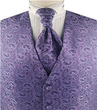 Purple&Brown Colorful Paisley Classical Wedding Waistcoat+Cravat+Hanky