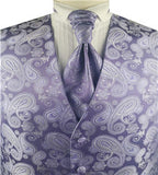 Light Purple Colorful Paisley Classical Wedding Waistcoat+Cravat+Hanky