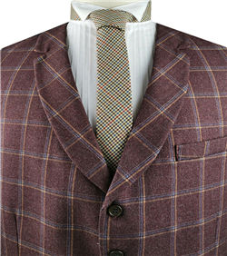 Burgundy Tweed Classical Tuxedo Collared Waistcoat Only