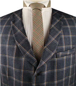 Blue Tweed Classical Tuxedo Collared Waistcoat Only