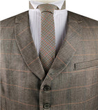 Beige Tweed Classical Wedding Collared Waistcoat Only