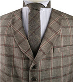 Beige&Burgundy Tweed Classical Tuxedo Collared Waistcoat Only