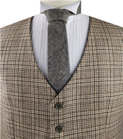 Beige Classical Tweed Formal Wear Tuxedo Waistcoat Only