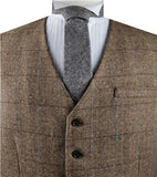 Brown Chequer Classical Formal Wear Waistcoat Only