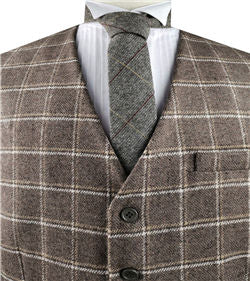 Light Beige Classical Tweed Formal Wear  Waistcoat Only