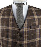 Brown Classical Tweed Formal Wear  Waistcoat Only